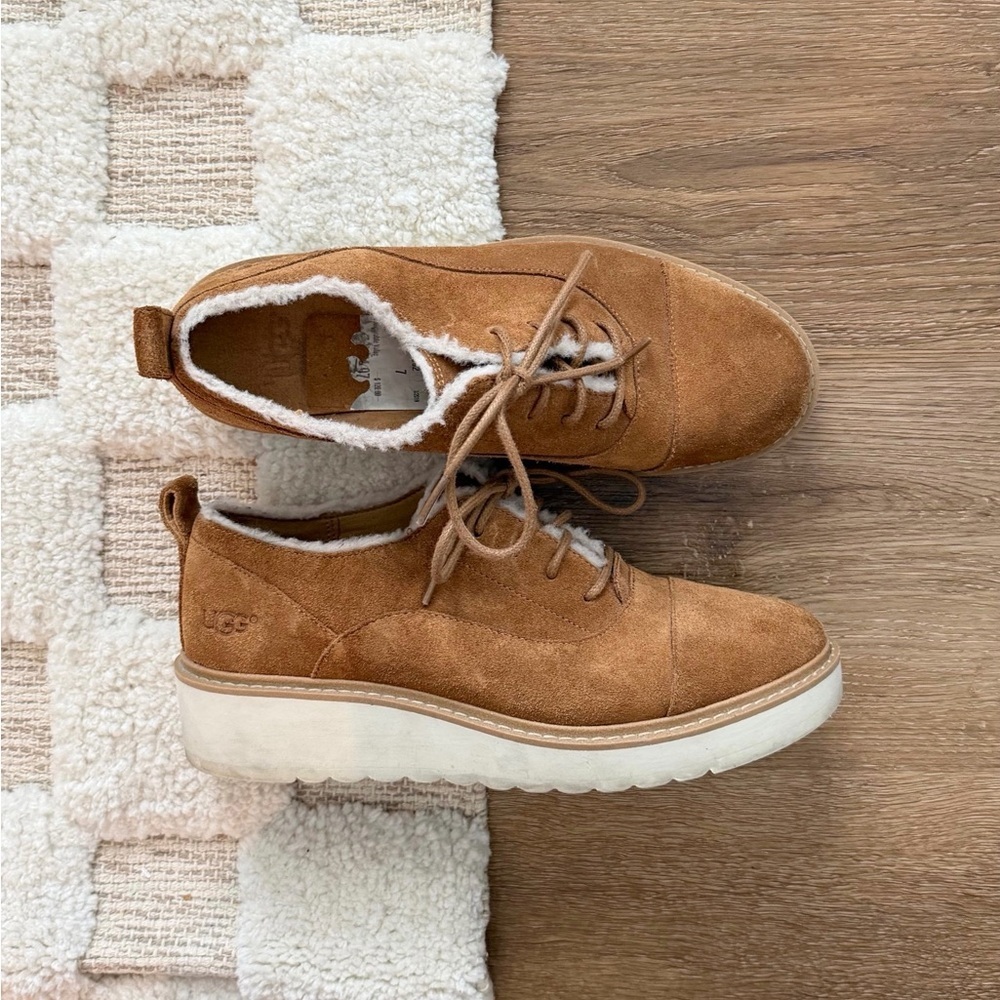 Ugg Johanna Spill Seam Wedge Oxford in Chestnut Suede - Picture 3 of 7